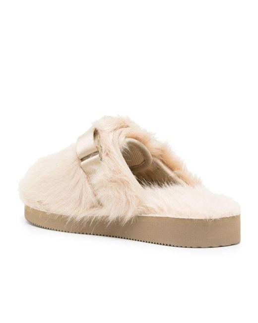 Suicoke Natural Zavo Zeu Logo Patch Flat Slippers