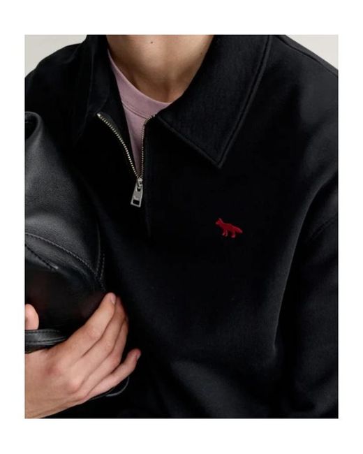 Maison Kitsuné Blue Polo-Collar Sweatshirt for men
