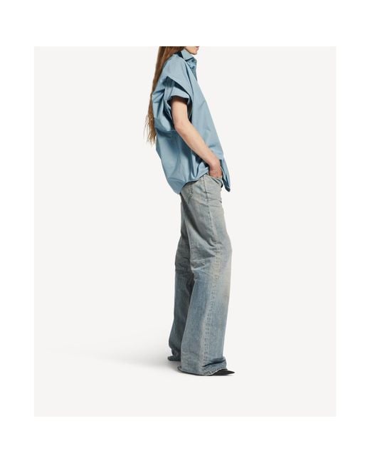 Balenciaga Blue Tucked Sleeve Shirt