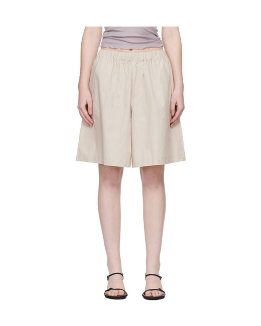 Baserange Natural Claude Striped Elasticated Shorts