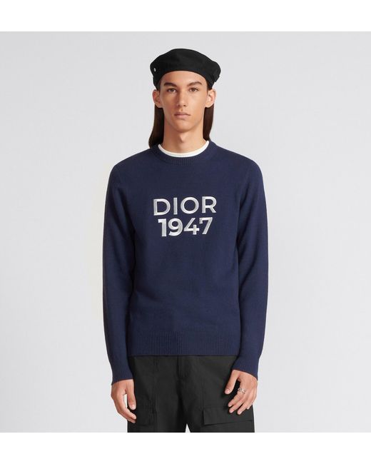Dior Blue Round-Neck Sweater for men