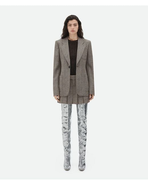 Bottega Veneta Gray Mini Pleated Skirt