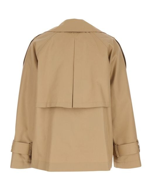 Twinset Natural Double-Breasted Short Coat