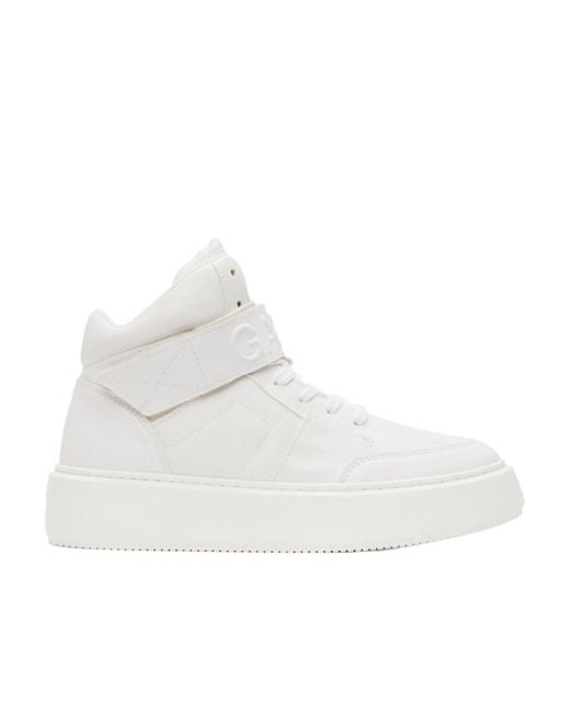 Ganni White Logo Embossed High-Top Sneakers