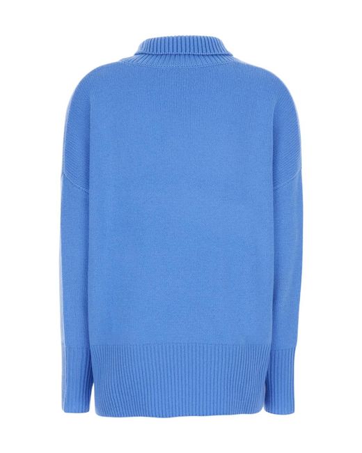Lisa Yang Blue Ribbed Turtleneck Knitted Sweater