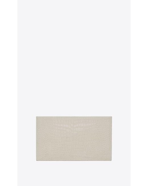 Saint Laurent Natural Slp Medium Croc Gld Hw Pouch