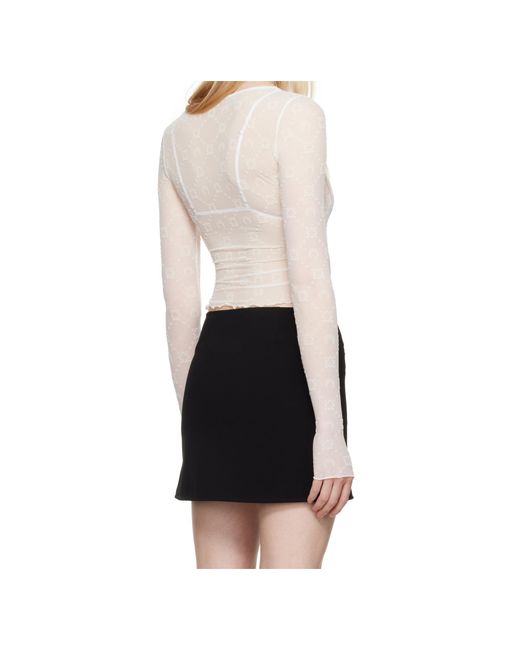 MARINE SERRE Black Mesh Cropped Top