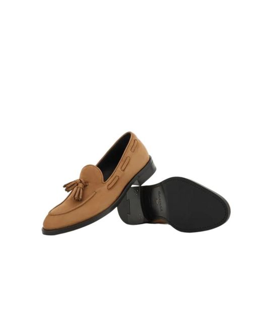 Canali Brown Nubuck Tassel Loafers With Rubber And Leather Soles for men