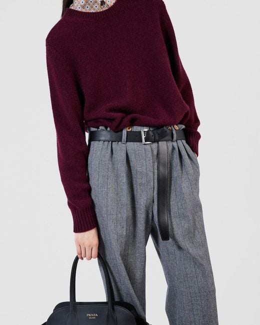 Prada Red Wool And Cashmere Crew-Neck Sweater