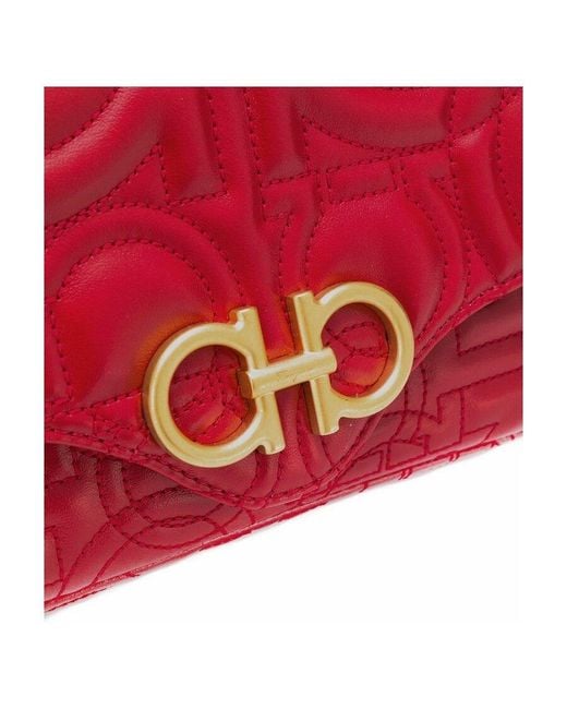 Ferragamo Red Quilted Gancini Mini Shoulder Bag