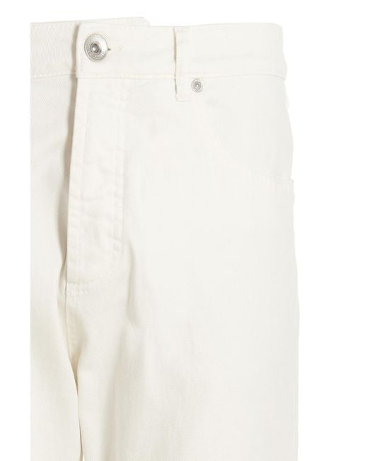 Brunello Cucinelli White Logo-Patch Straight Leg Jeans for men