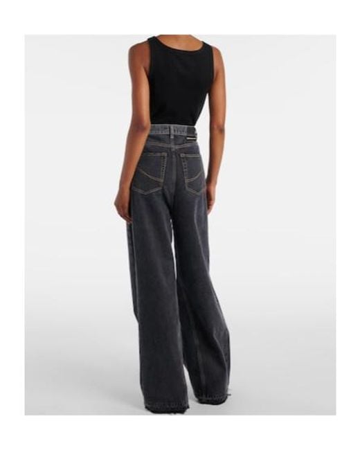Stella McCartney Gray High-Rise Wide-Leg Jeans