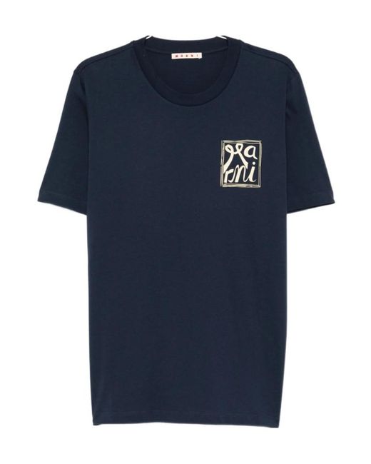 Marni Blue Short Sleeved Crew-Neck T-Shirt for men