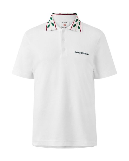 Casablanca White Logo Short-Sleeve Polo Shirt for men