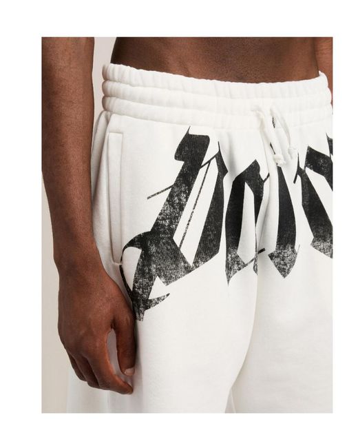 Palm Angels White Logo Elasticated Shorts for men