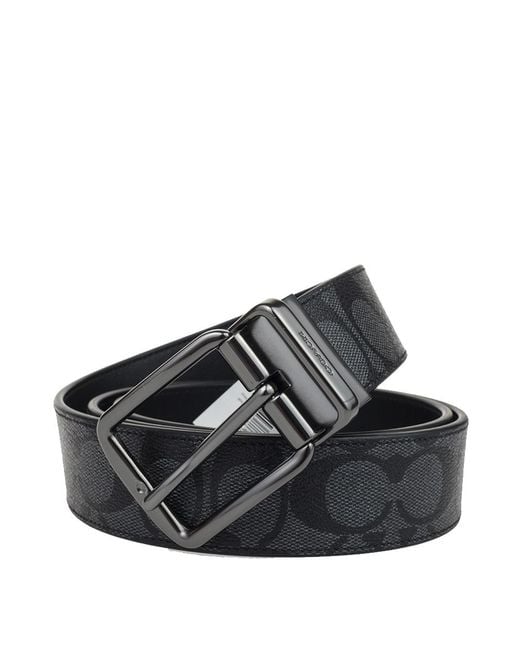 COACH White Logo Belt for men