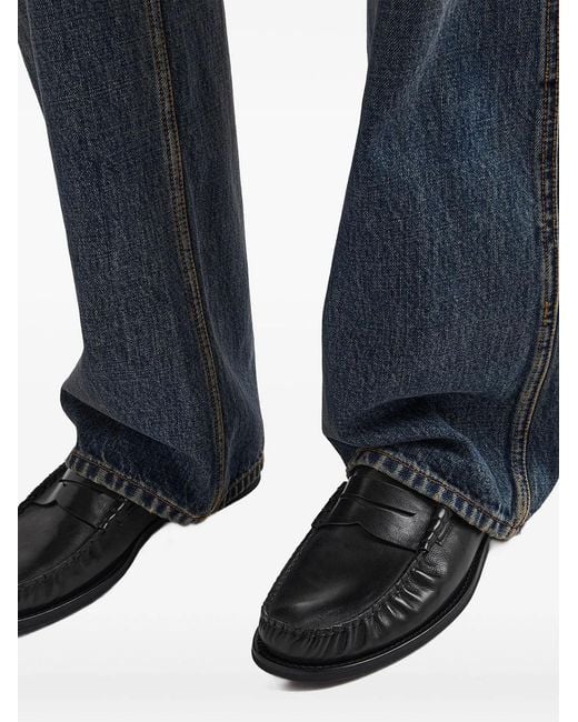 Prada Black Brushed Leather Loafers for men