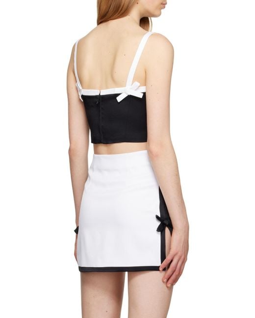 MSGM Black Bow Detailed Cropped Top