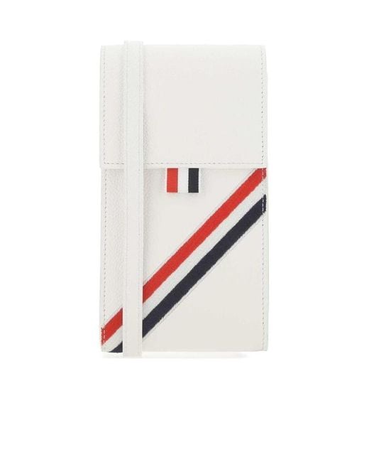 Thom Browne White Diagonal Rwb Stipe Phone Holder for men