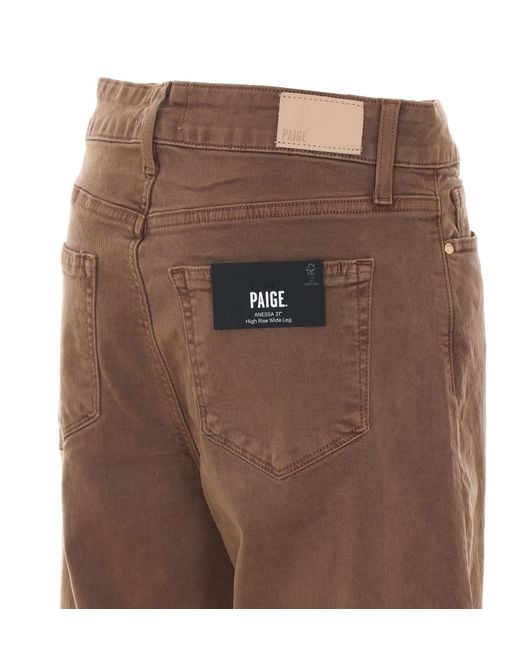 PAIGE Brown Anessa High-Rise Wide-Leg Jeans