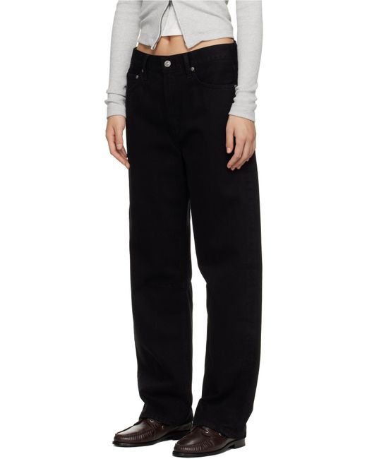 Citizens of Humanity Black Miro Long Mid-Rise Barrel-Leg Jeans