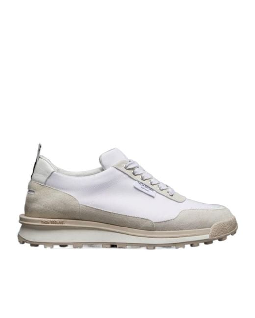 Thom Browne White Round Toe Lace-Up Sneakers for men