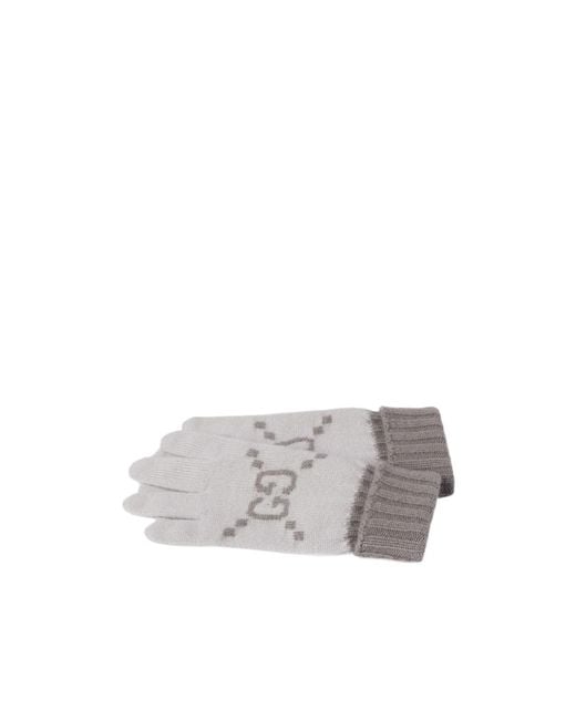 Gucci White Gg Jacquard Gloves
