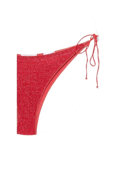 Oseree Red Glitter-Effect Triangle Bikini