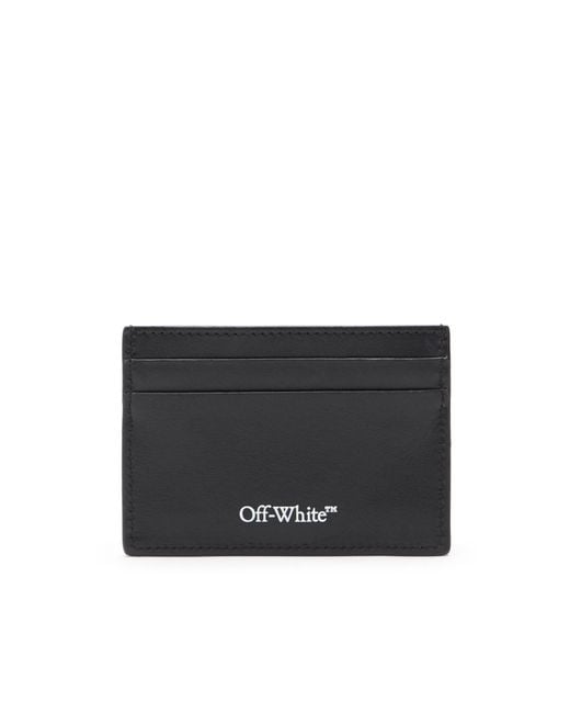 Off-White c/o Virgil Abloh Black Logo-Print Leather Card Case for men