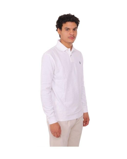 Polo Ralph Lauren White Long Sleeve Polo Shirt for men