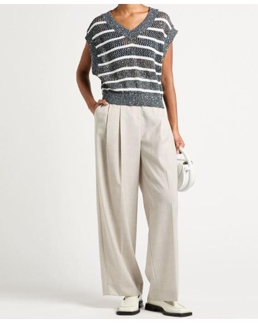 Brunello Cucinelli Gray V-Neck Sweater