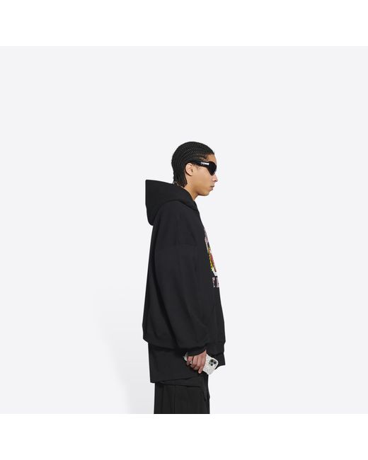 Balenciaga Black Logo-Print Hoodie for men