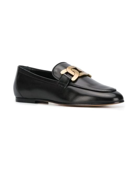 Tod's Black Chain And Loafer Shoes