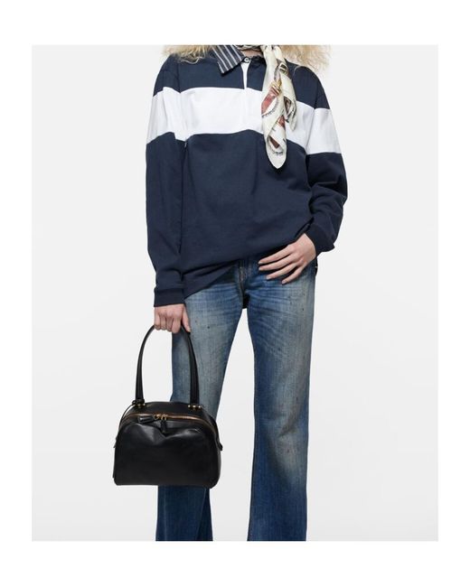 Acne Blue Striped Polo Sweatshirt for men