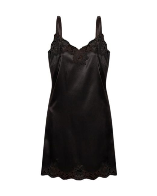 Dolce & Gabbana Black Lace Trimming Mini Dress