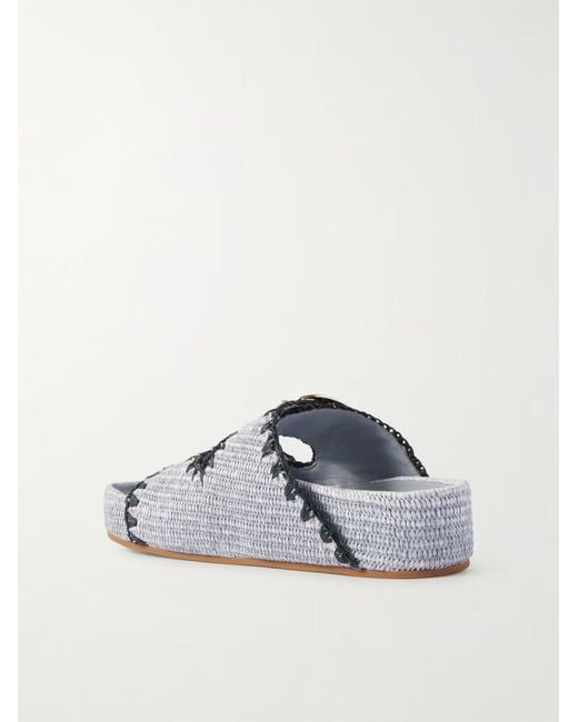 Loeffler Randall White Solid-Color Raffia Sandals