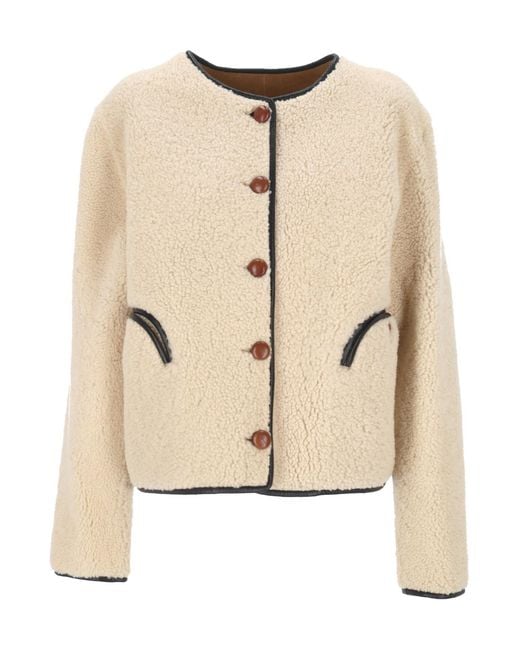Blazé Milano Natural Button-Fastening Shearling Jacket