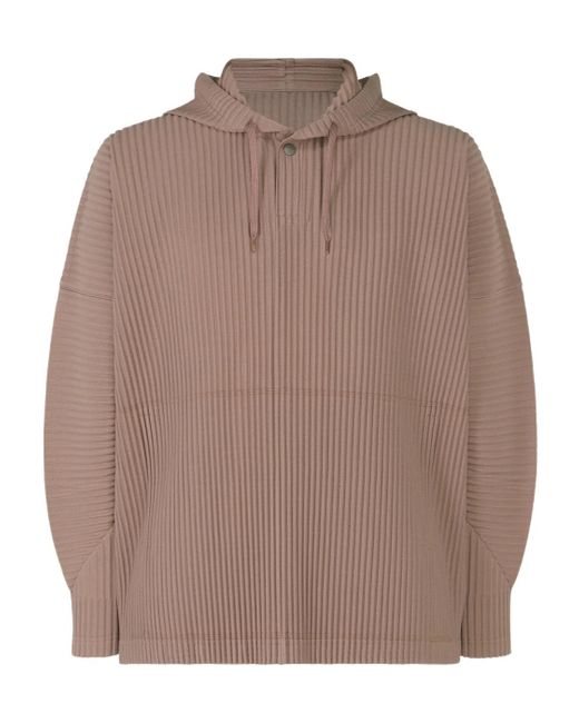 Homme Plissé Issey Miyake Brown Homme Plissé Issey Miyake Pleated Drawstring Hoodie for men