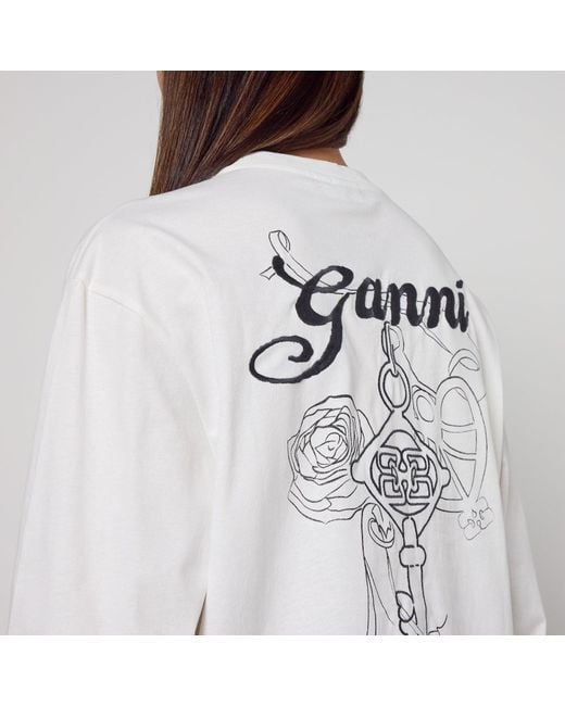 Ganni Gray Solid Color Minimalist Long Sleeve T-Shirt