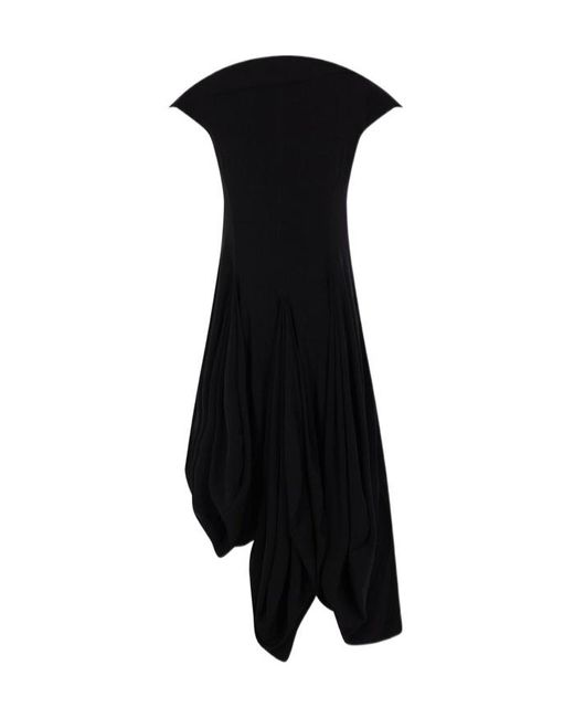 Yohji Yamamoto Black Asymmetric-Hem Dress
