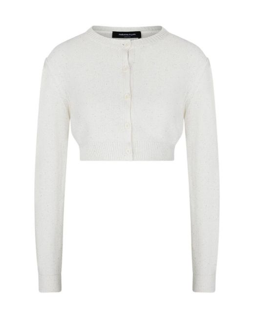Fabiana Filippi White Long-Sleeved Knitted Cardigan