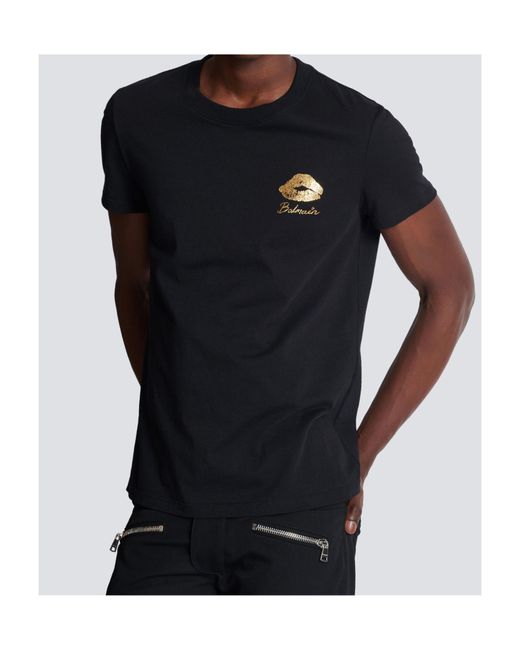 Balmain Black Kiss Printed T-Shirt for men