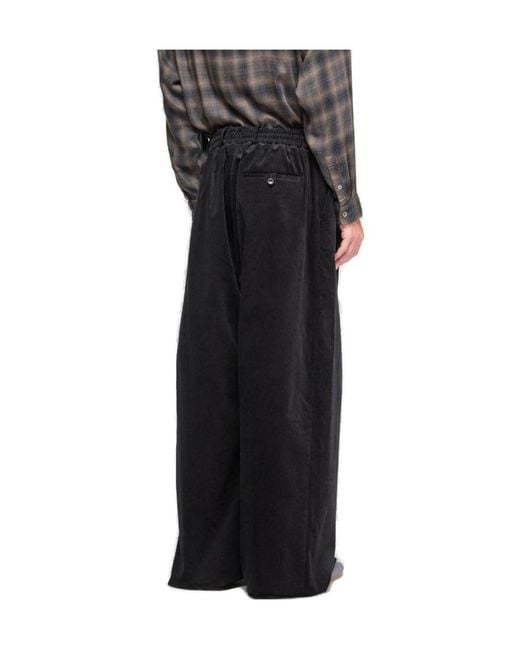 Martine Rose Black Wide-Leg Corduroy Elasticated Waistband Trousers for men