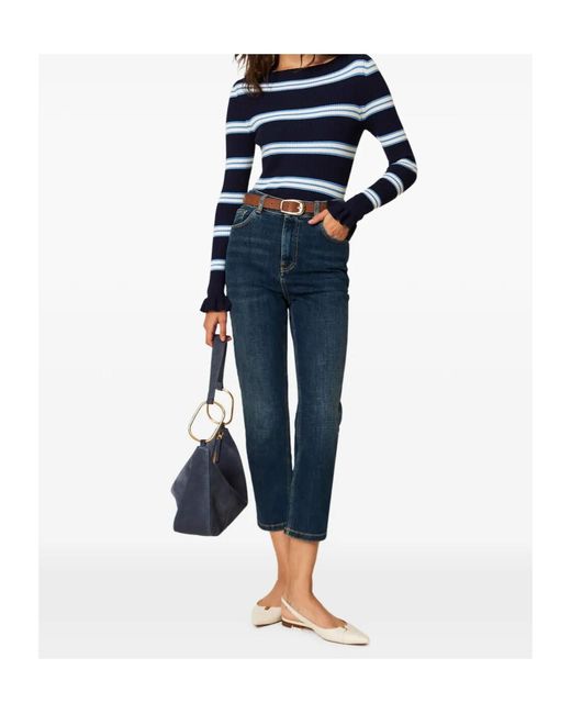 Twinset Blue Five-Pocket Cropped Jeans