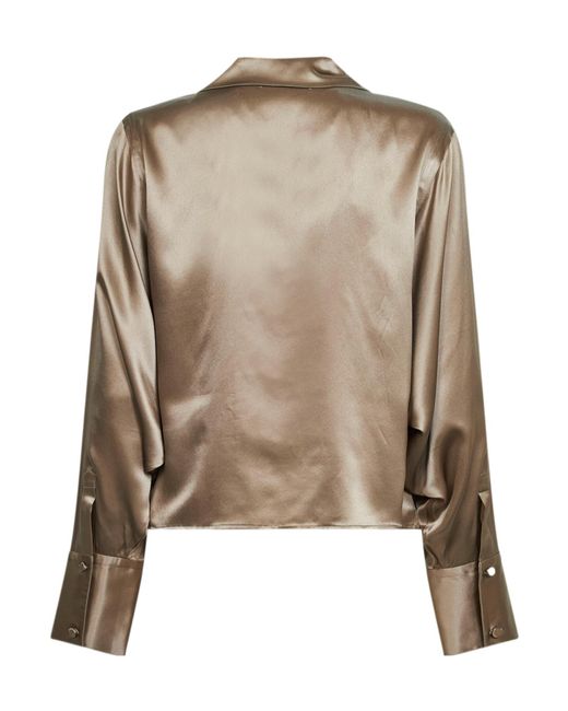 Co. Natural Cropped Satin Shirt