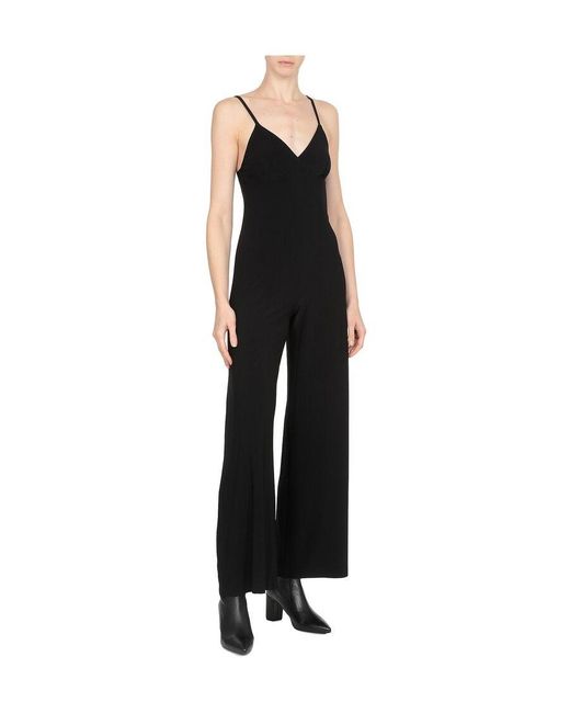 Norma Kamali Black Plunging V-Neck Jumpsuit