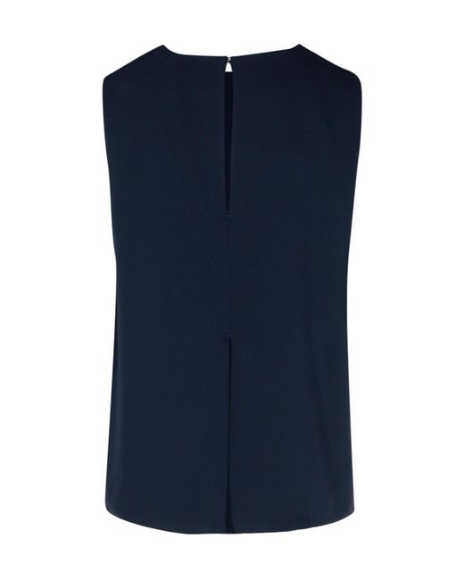 P.A.R.O.S.H. Blue Straight Hem Sleeveless Blouse