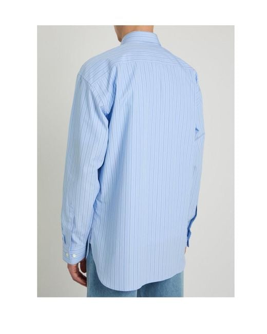 Dries Van Noten Blue Croom Pinstriped Cotton-Poplin Shirt for men