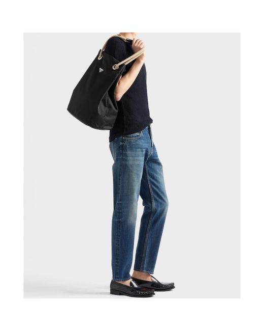 Prada Black Mariner Medium Re-Nylon Tote Bag for men