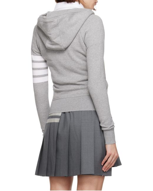 Thom Browne Gray 4-Bar Zip-Up Hoodie
